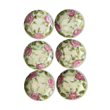 6 old plates in floral slip