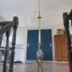 Bronze and blue porcelain floor lamp from the early 20th century.
