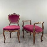 Ensemble chaise et repose-pieds de style louis xv, xixe siècle