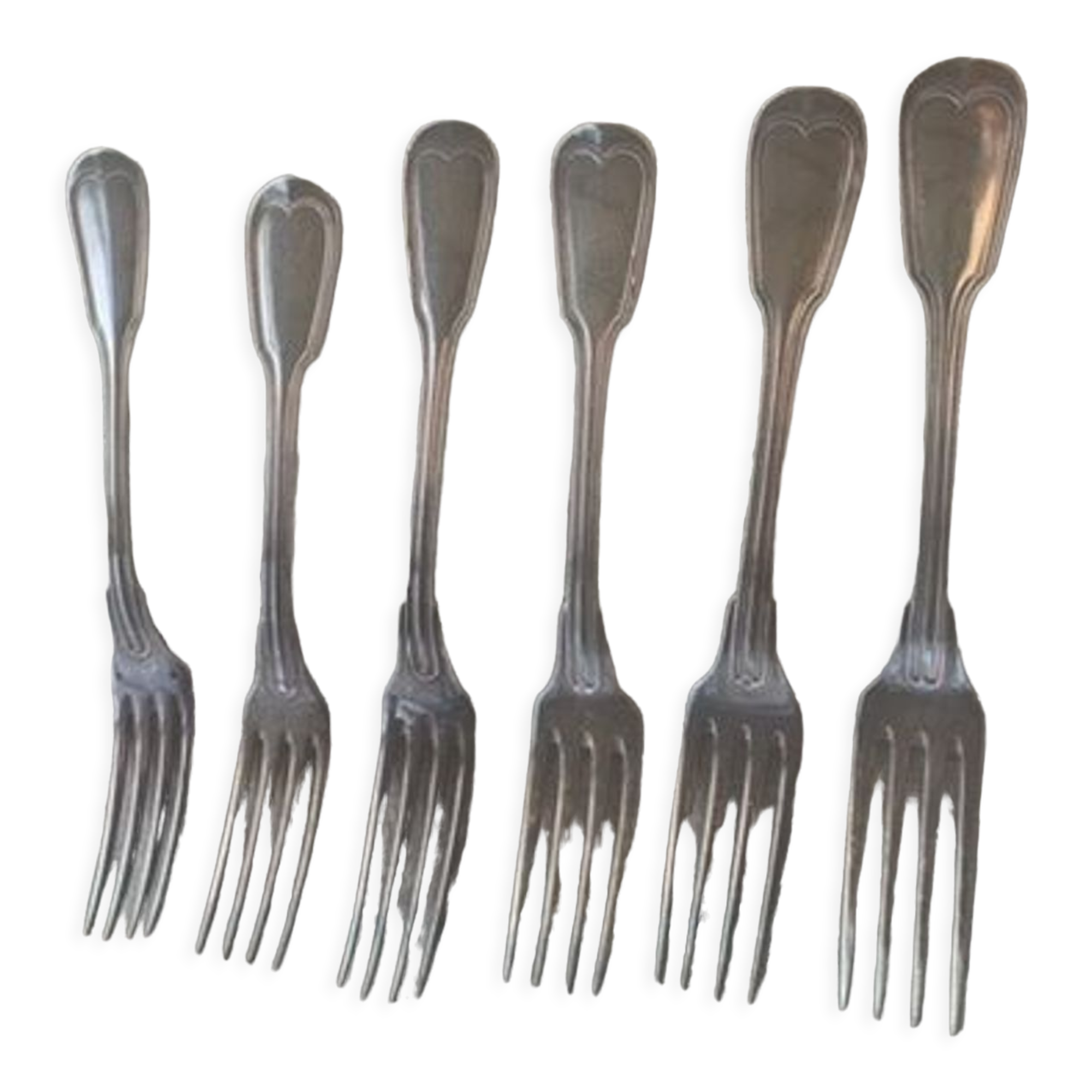 6 forks in vintage silver metal
