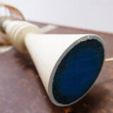 Vintage ceramic table lamp in sand color with a new rope lampshade