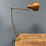 Industria Rotterdam clamp lamp made of brass and copper from the 1930s
