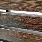 Set of 2 wenge wood slat benches 1970's