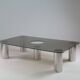 Table basse en métal chromé et verre fumé, Italie 1970
