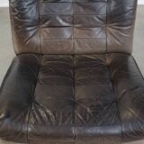 Gray Leather Vintage Design Armchair from the 1970s
