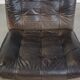 Fauteuil design vintage en cuir gris des années 1970