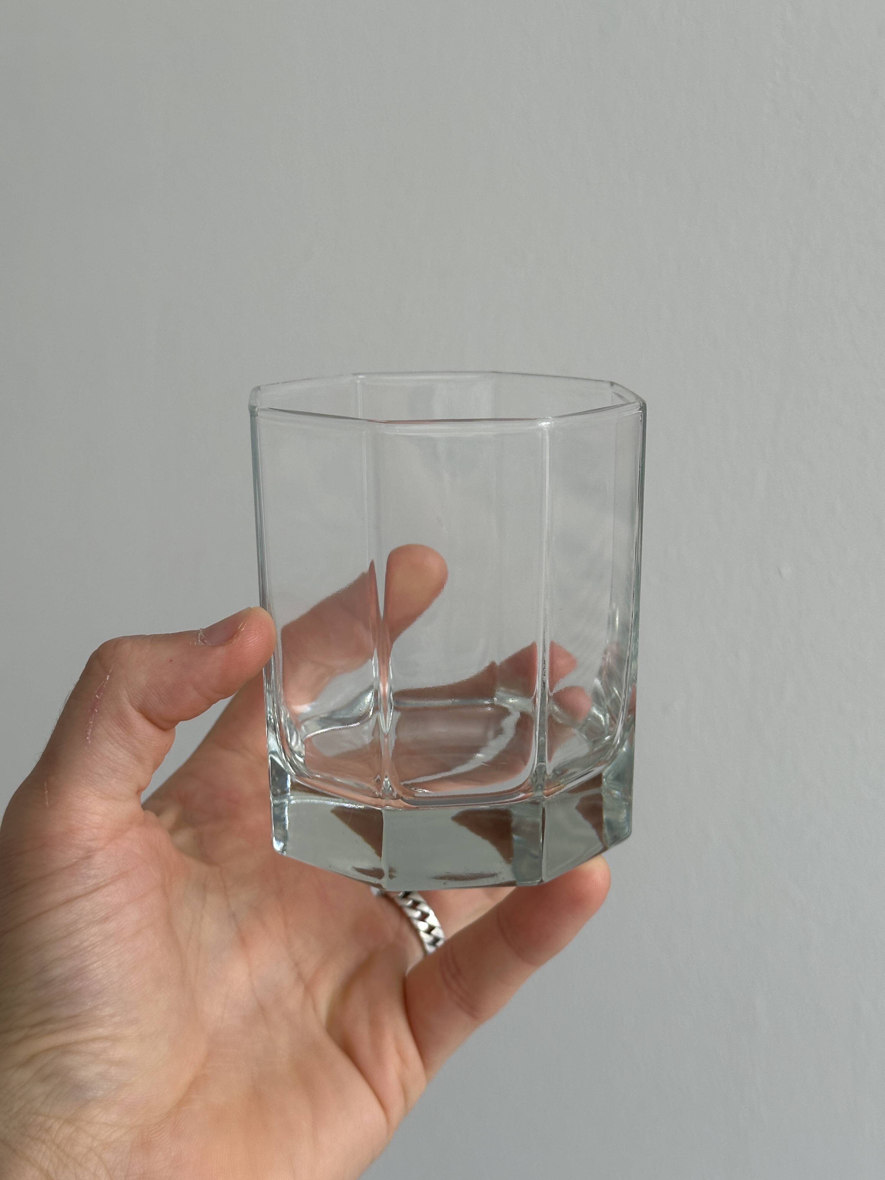 6 octagonal glasses, thick translucent glass, perfect for whiskey