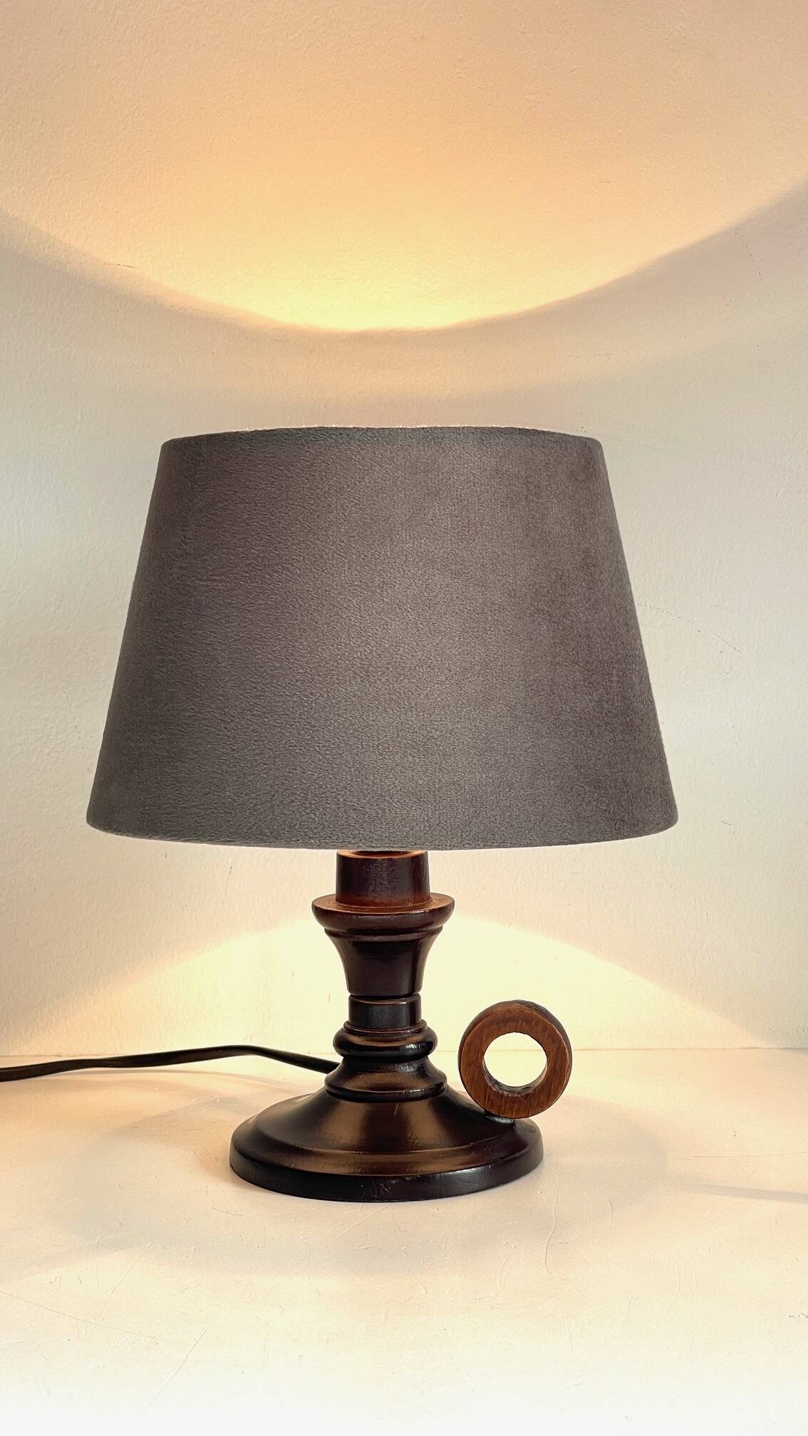 Vintage wooden candle holder lamp