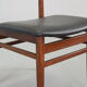 Danish Solid Teak Wooden Dining Chairs with Black Leatherette Seating 1960s