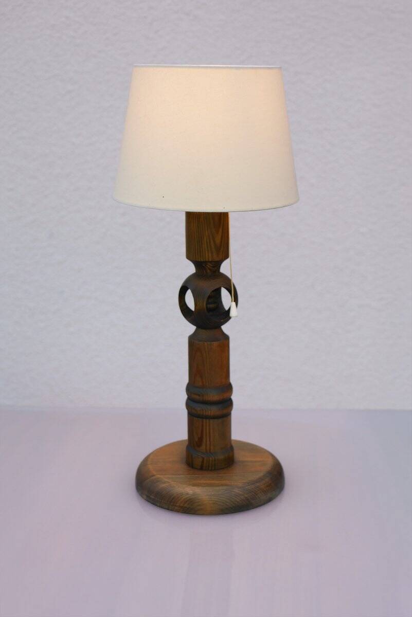 Large pine table lamp by Uno & Östen Kristiansson for Luxus, Sweden