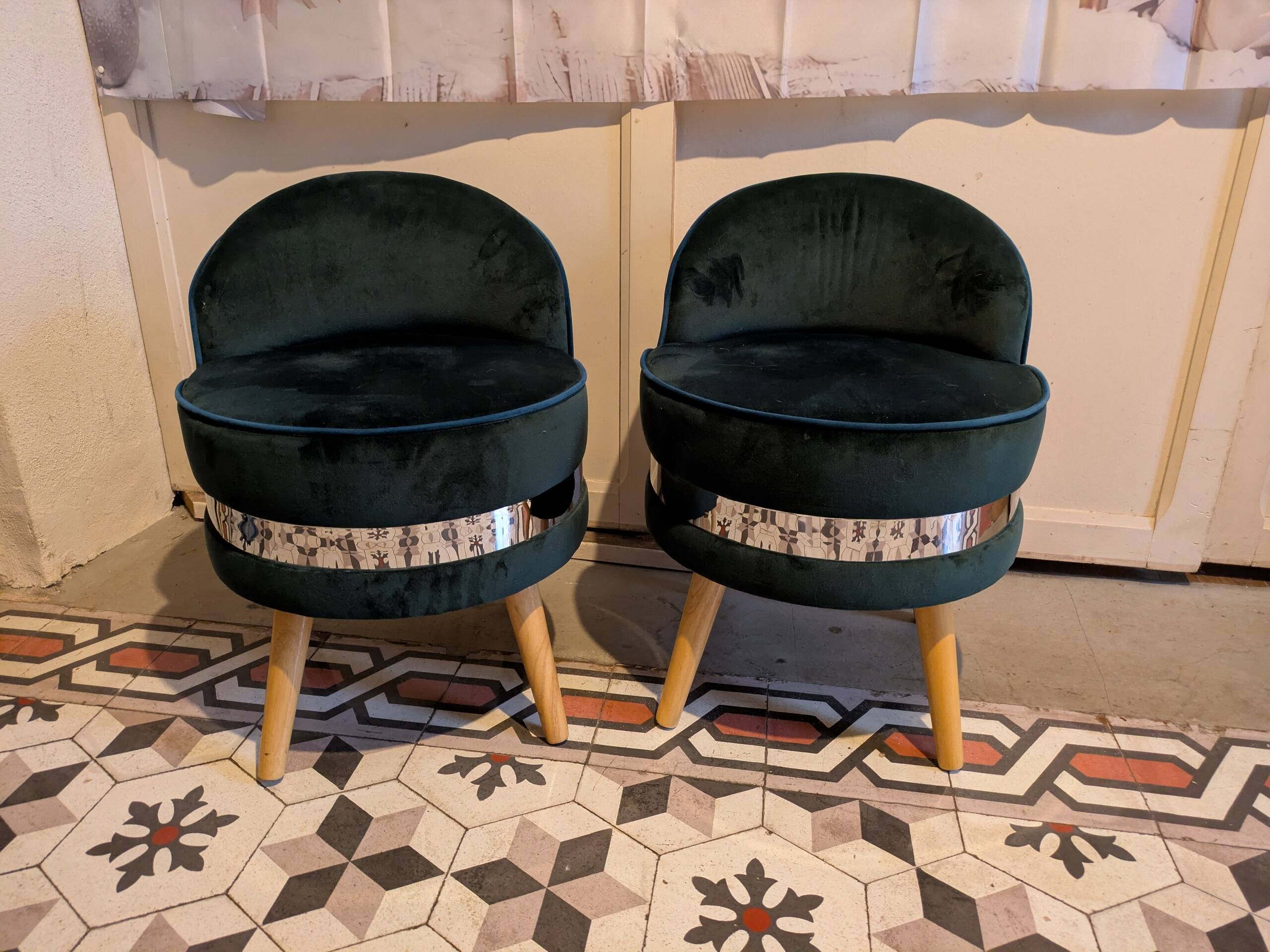 MINI CHAIRS in wood and velvet
