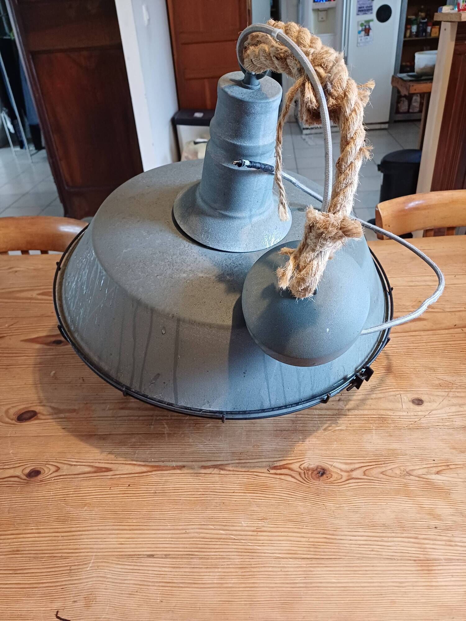 Grey metal industrial lamp