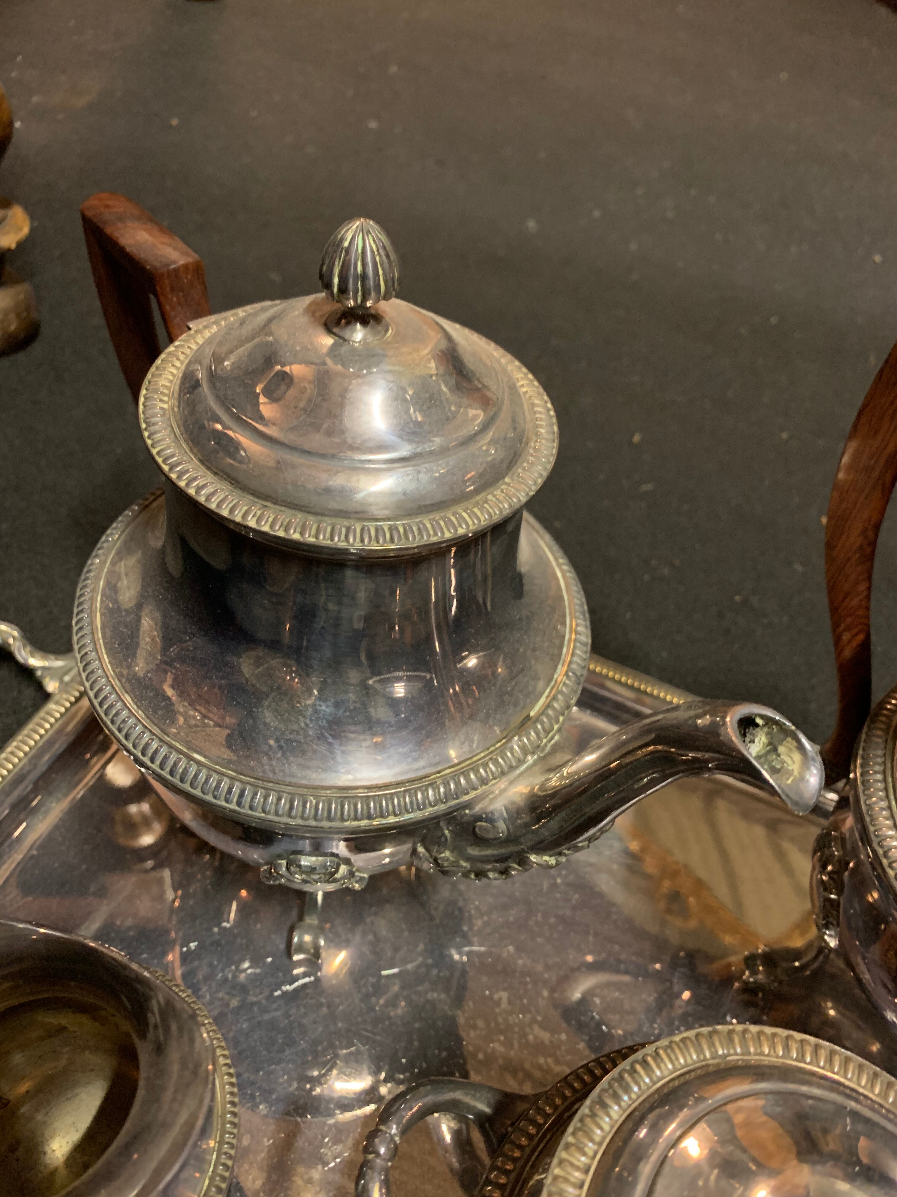 Silver metal tea service