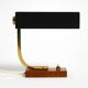 Beautiful small Mid Century Modern metal and brass table lamp with teak bas