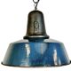 Industrial Blue Enamel Factory Lamp with Cast Iron Top, 1960s