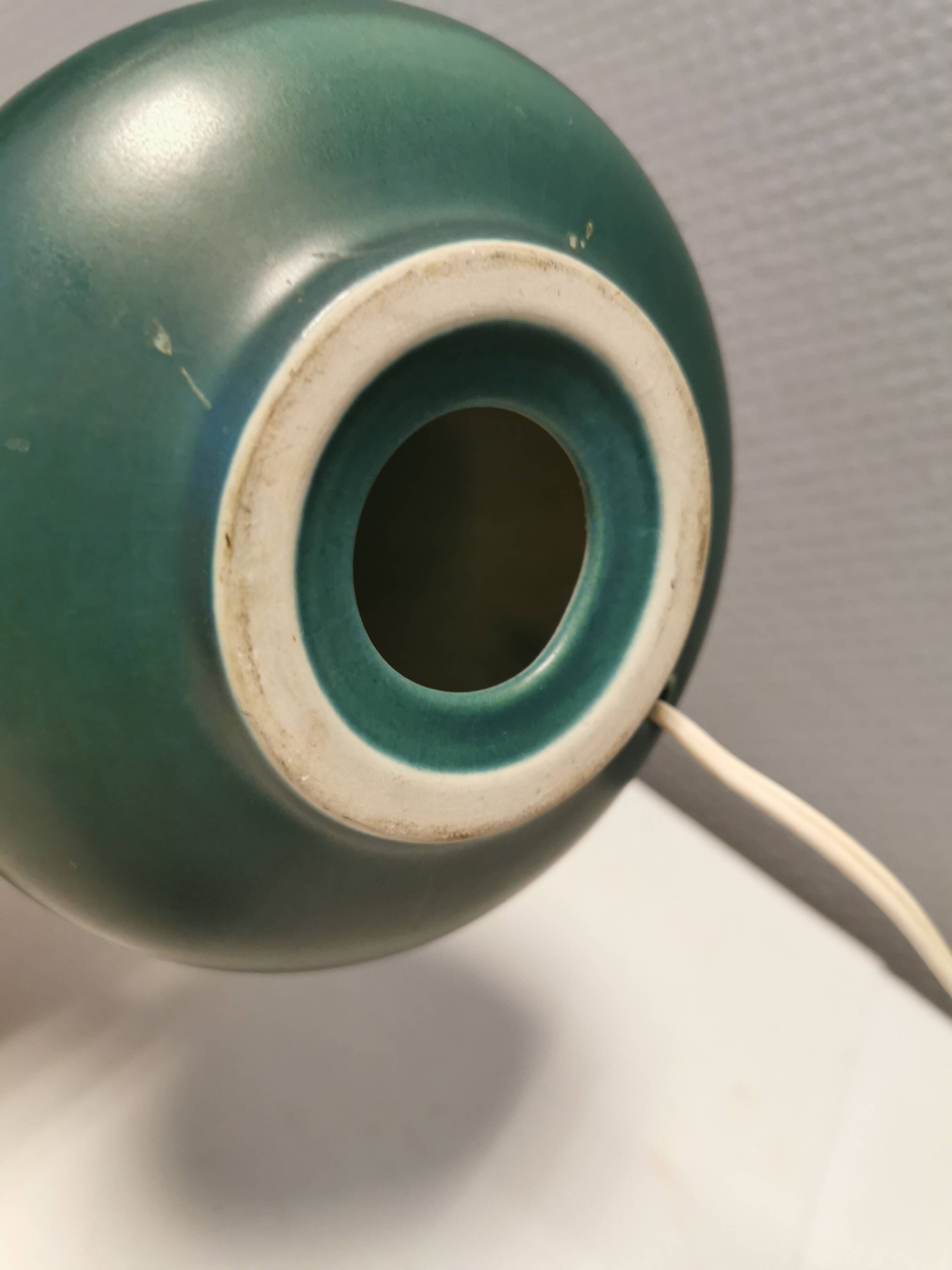 Beautiful table lamp in green/blue ceramic, Danish from the 1970s.