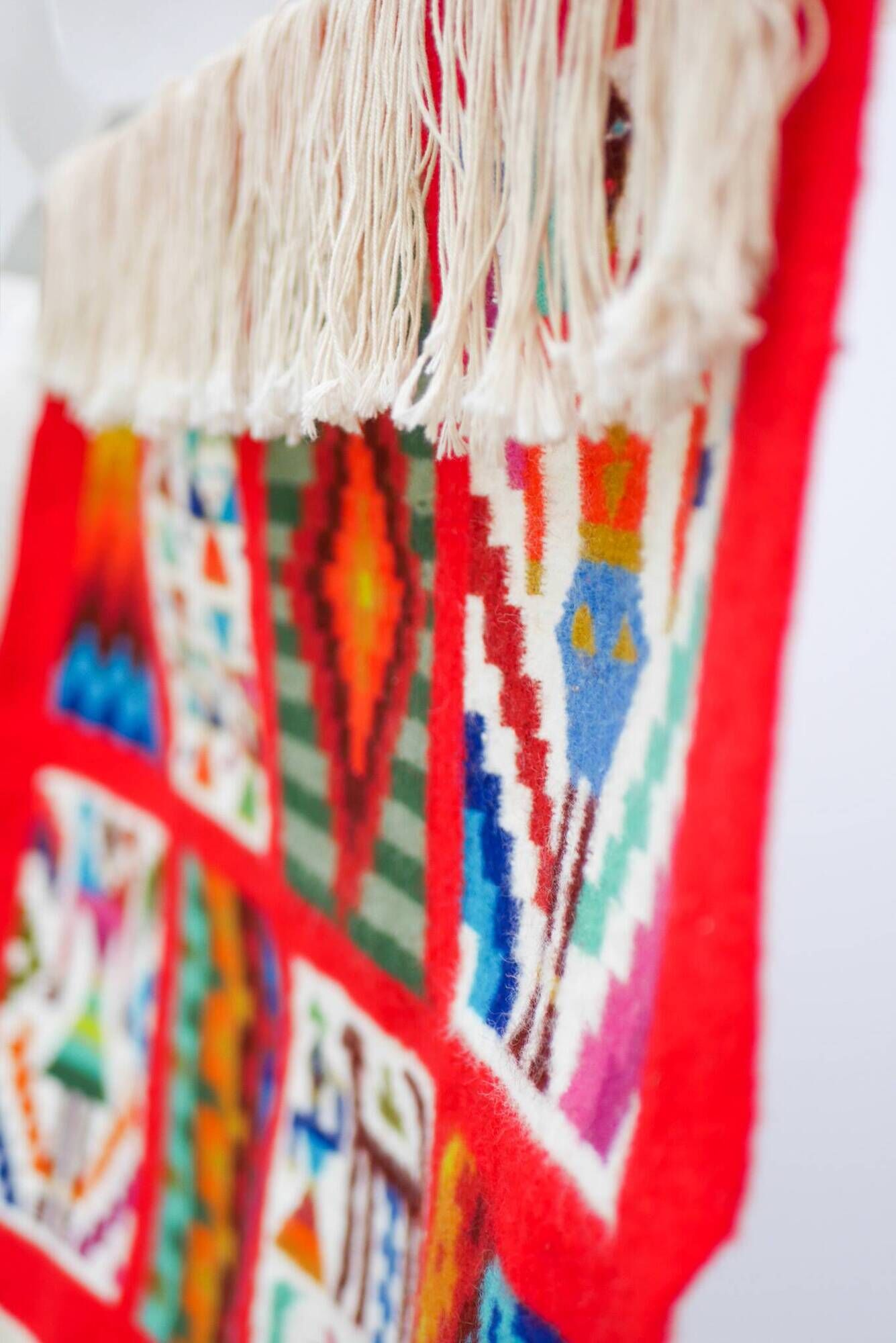 Vintage Berber Kilim, traditional wall tapestry from the popular art of Gafsa