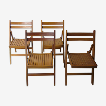 Chaises de jardin pliantes en bois verni