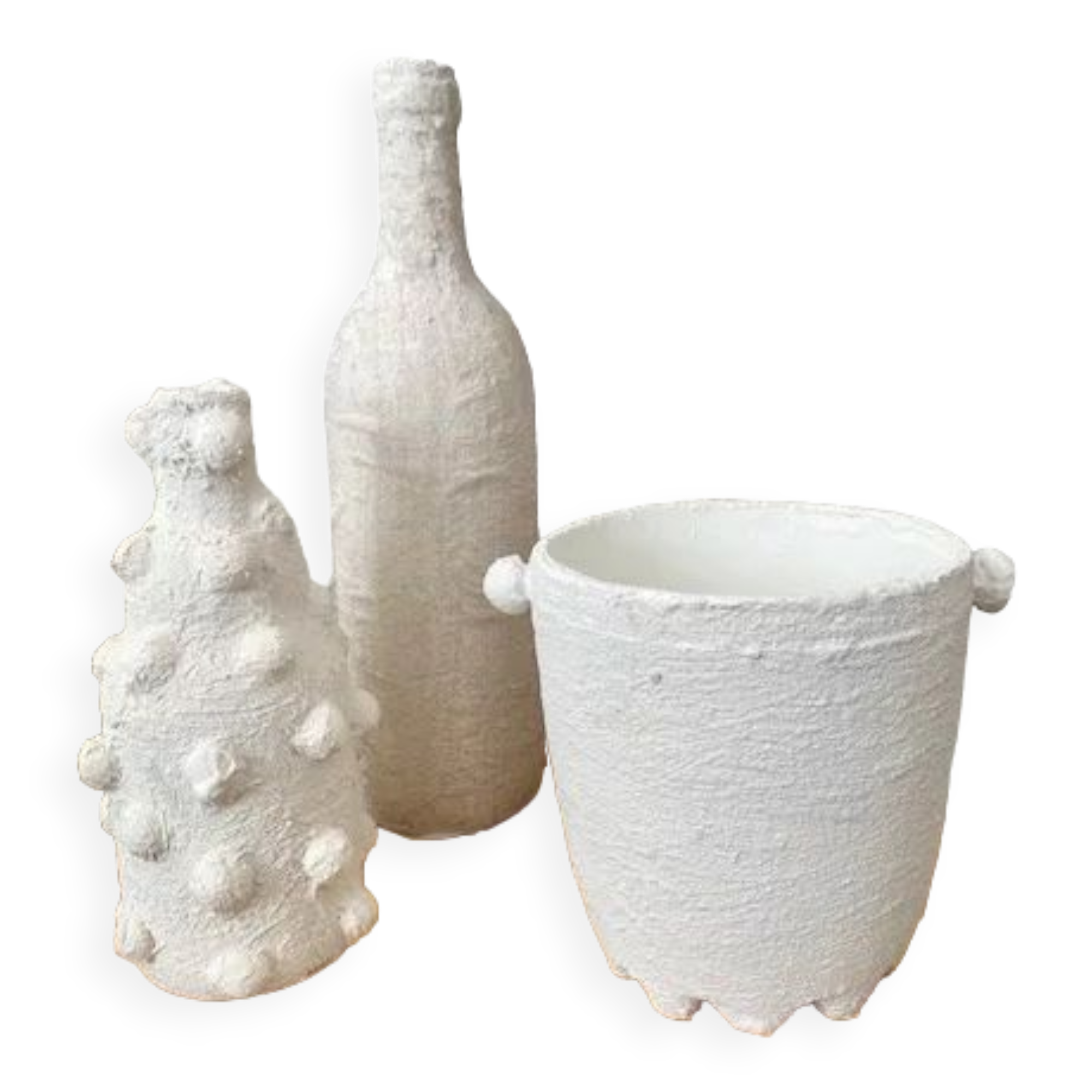 Trio of white vases