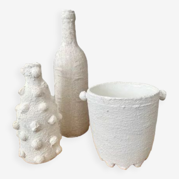 Trio of white vases