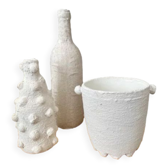 Trio of white vases
