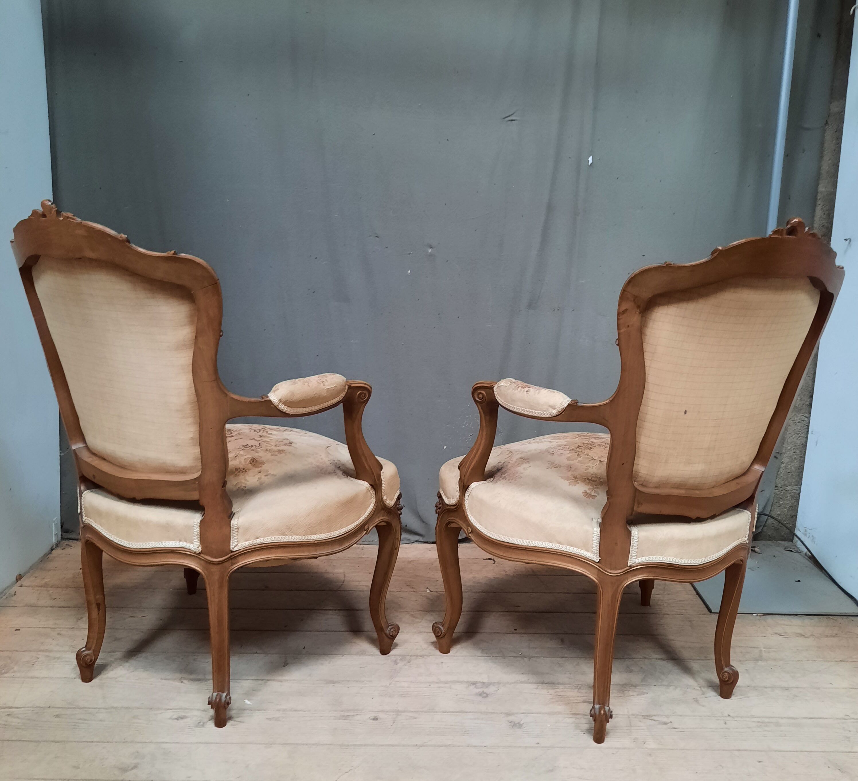 Pair of Louis XV style armchairs