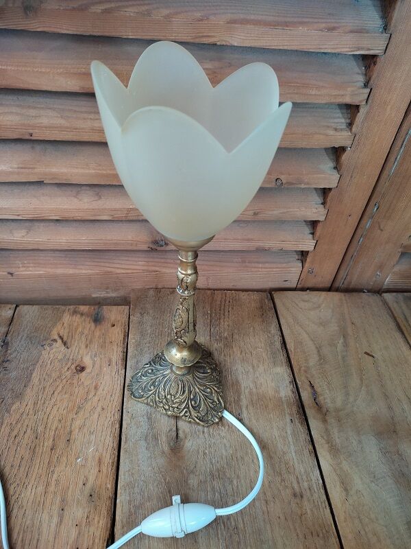 Art deco lamp living room bronze tulip glass paste orange dp 1122201