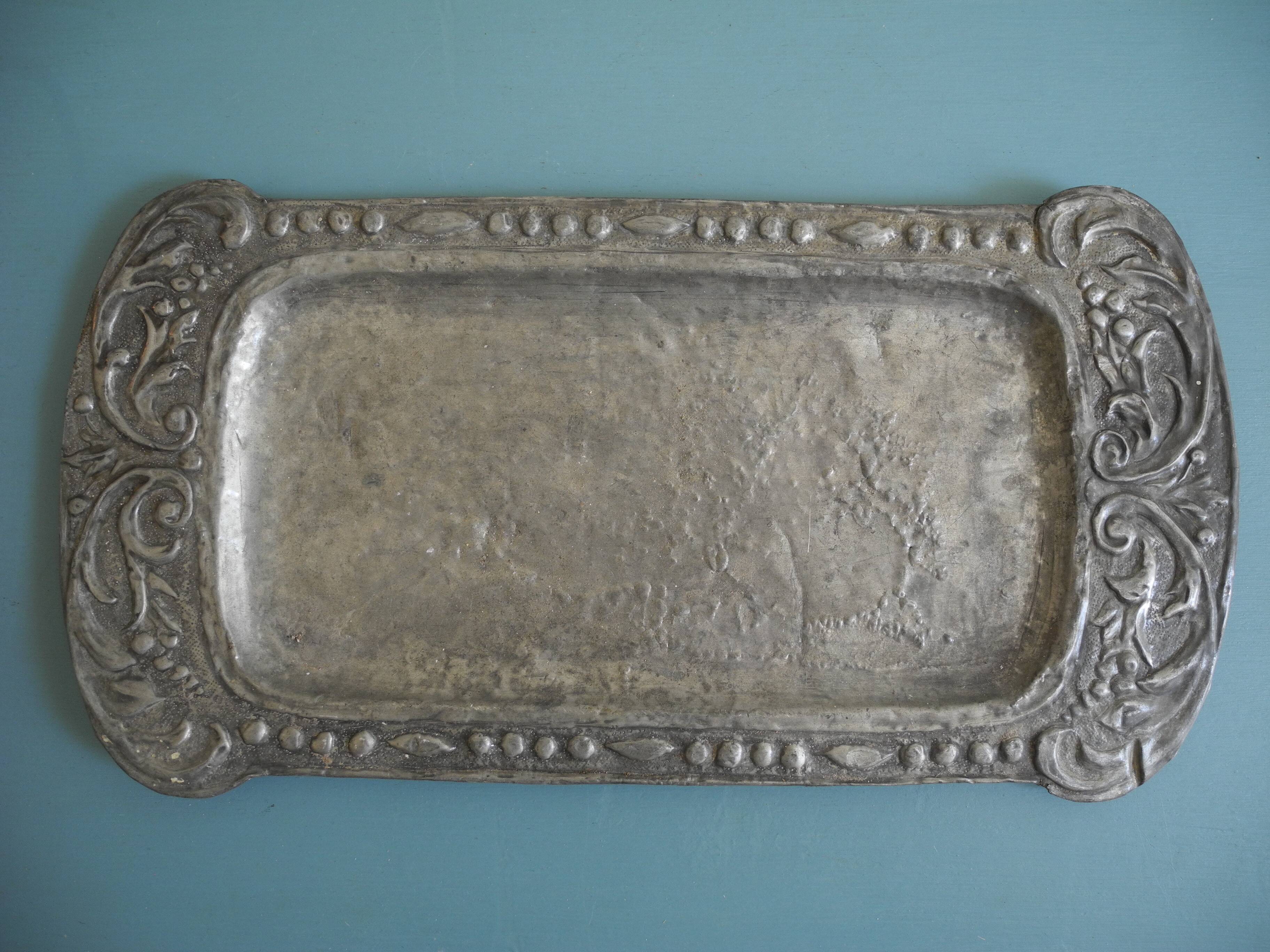 old flat tin zinc tray decorative table french tin zinc tray art nouveau