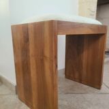 Antique Art Deco piano bench stool rosewood white bouclette fabric