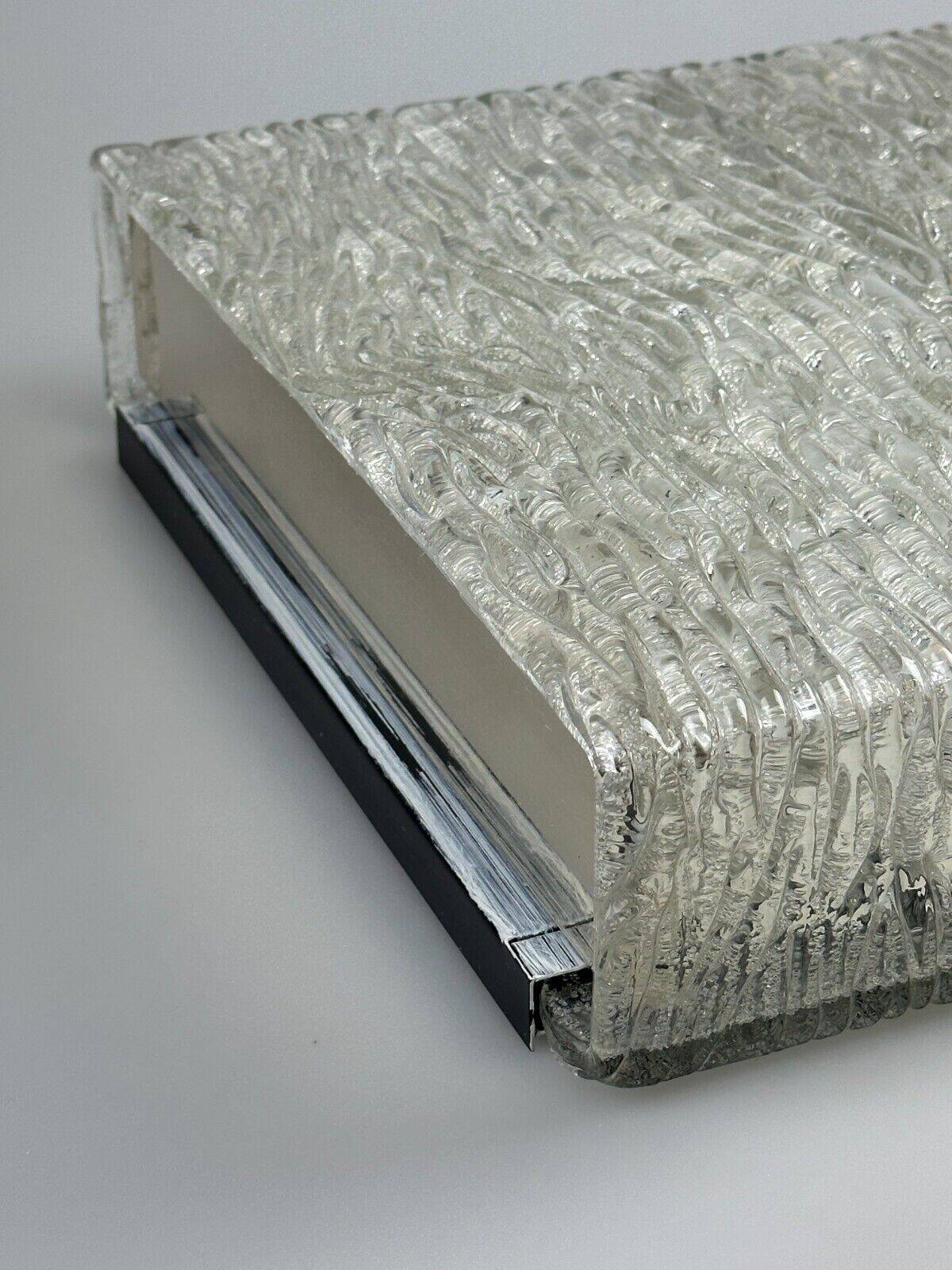 60s 70s ice glass flush mount ceiling lamp by Kaiser Leuchten Germany