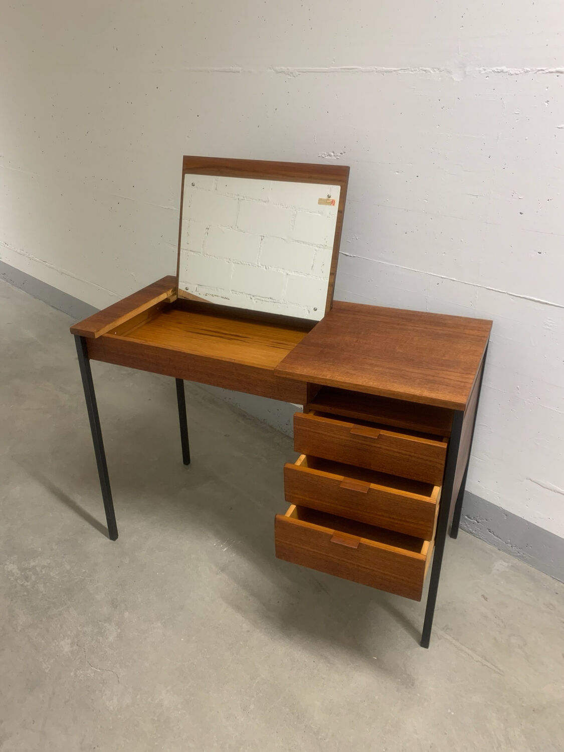 Scandinavian desk in teak & metal 1960s