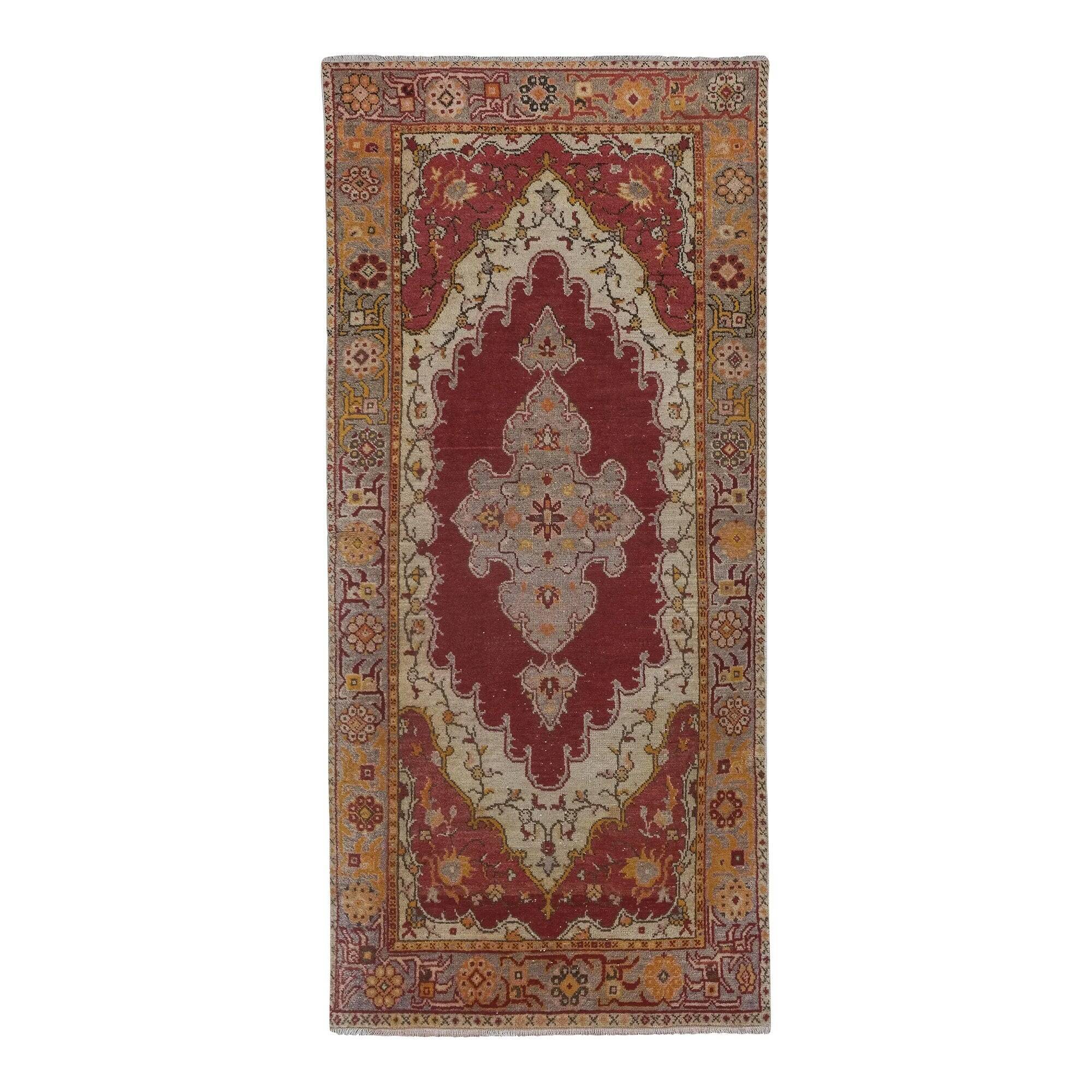 Tapis Oushak turc vintage 103x224 cm