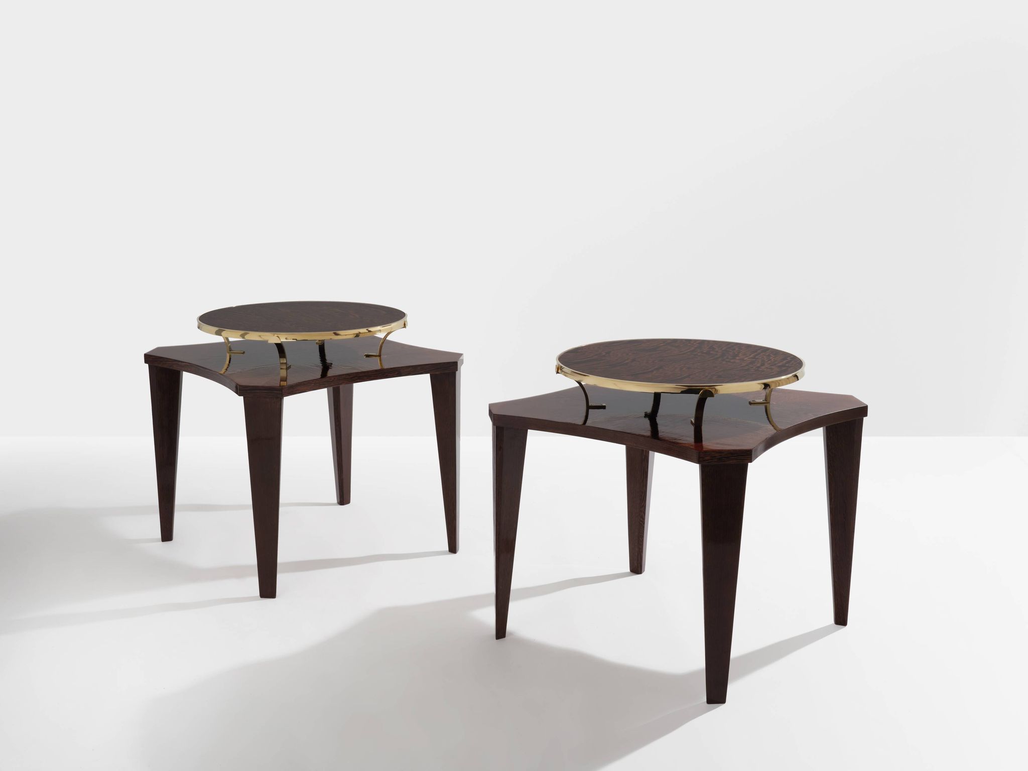 Alberto Pinto pair of wenge and brass side tables 1990