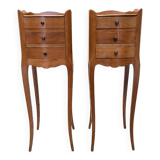 Cherry Wood Bedside Tables In Louis XV Style, 1960/70s