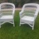 Rattan armchairs, white lacquered