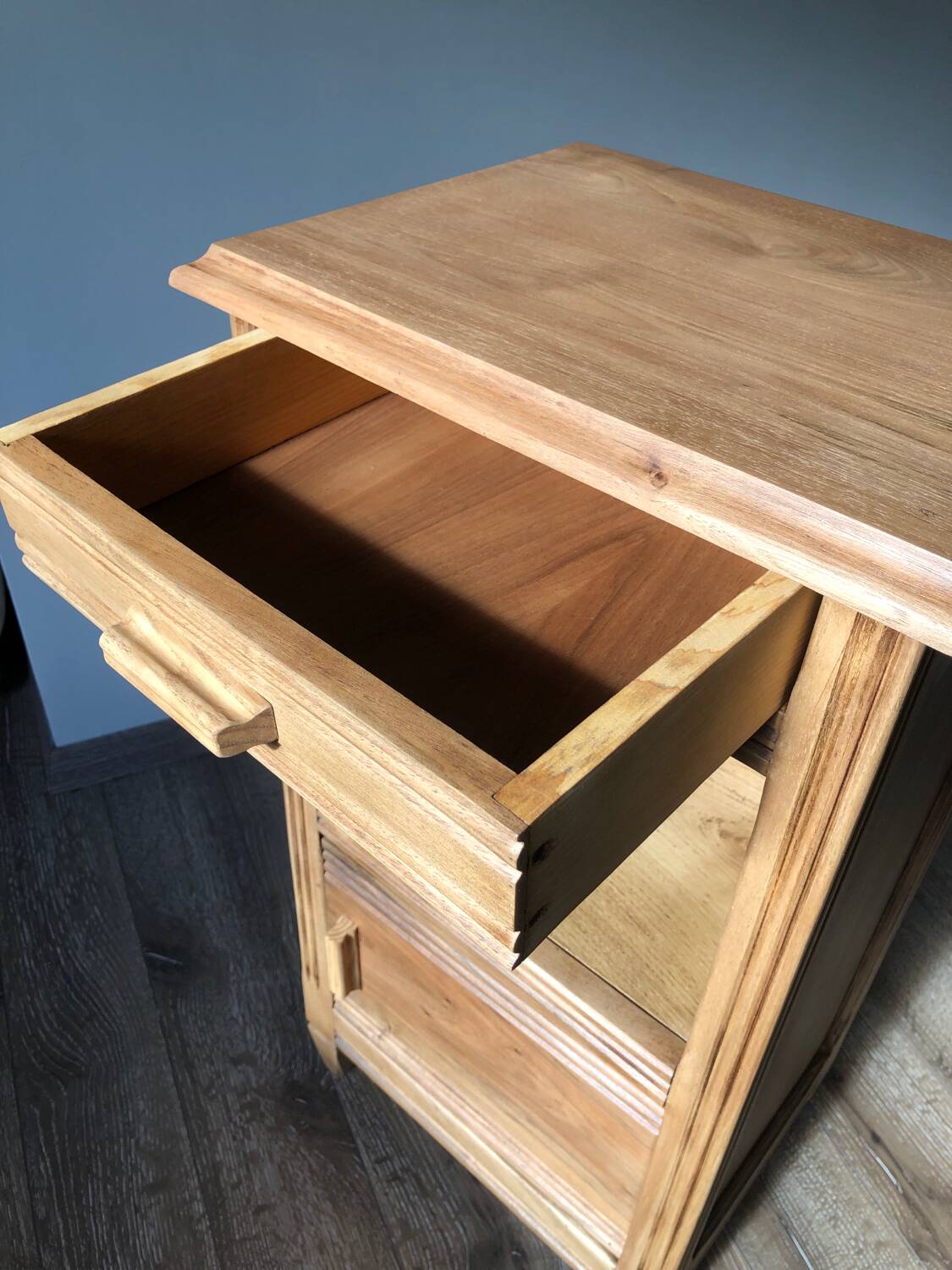 Renovated oak bedside table