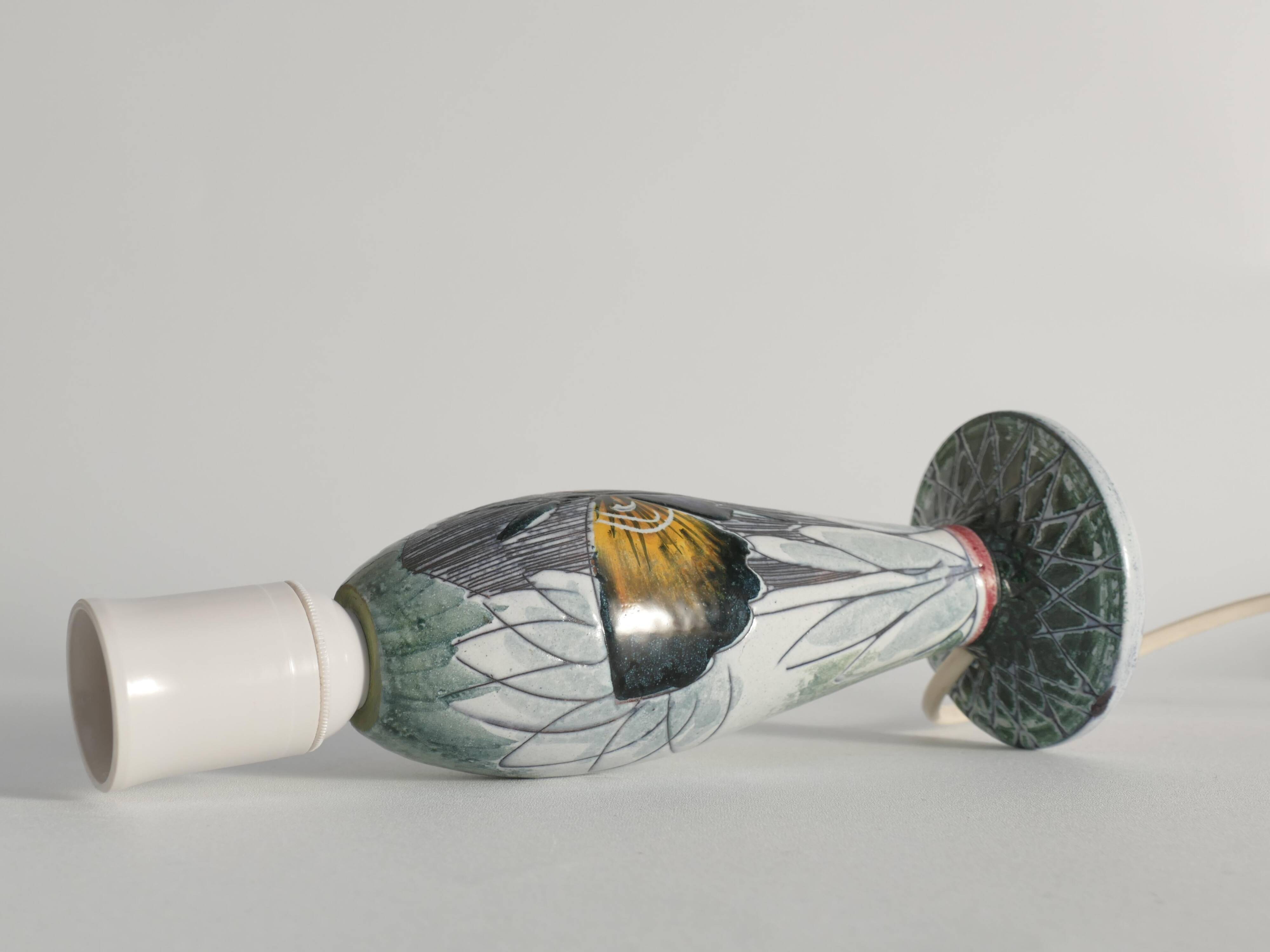 Scandinavian Modern Ceramic Butterfly Motif Table Lamp by Tilgmans, Sweden 1960
