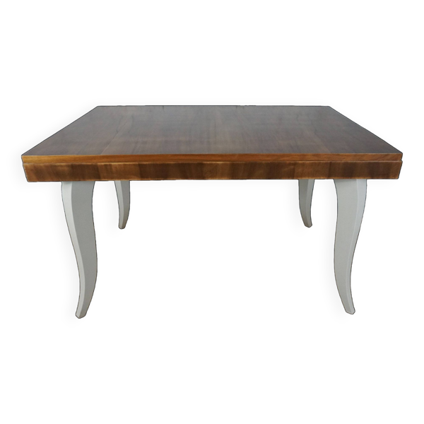 Table à manger avec rallonges art déco relookée pieds galbés