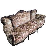 Divano et poltrone en style baroque piémontais en legno intagliato a mano e