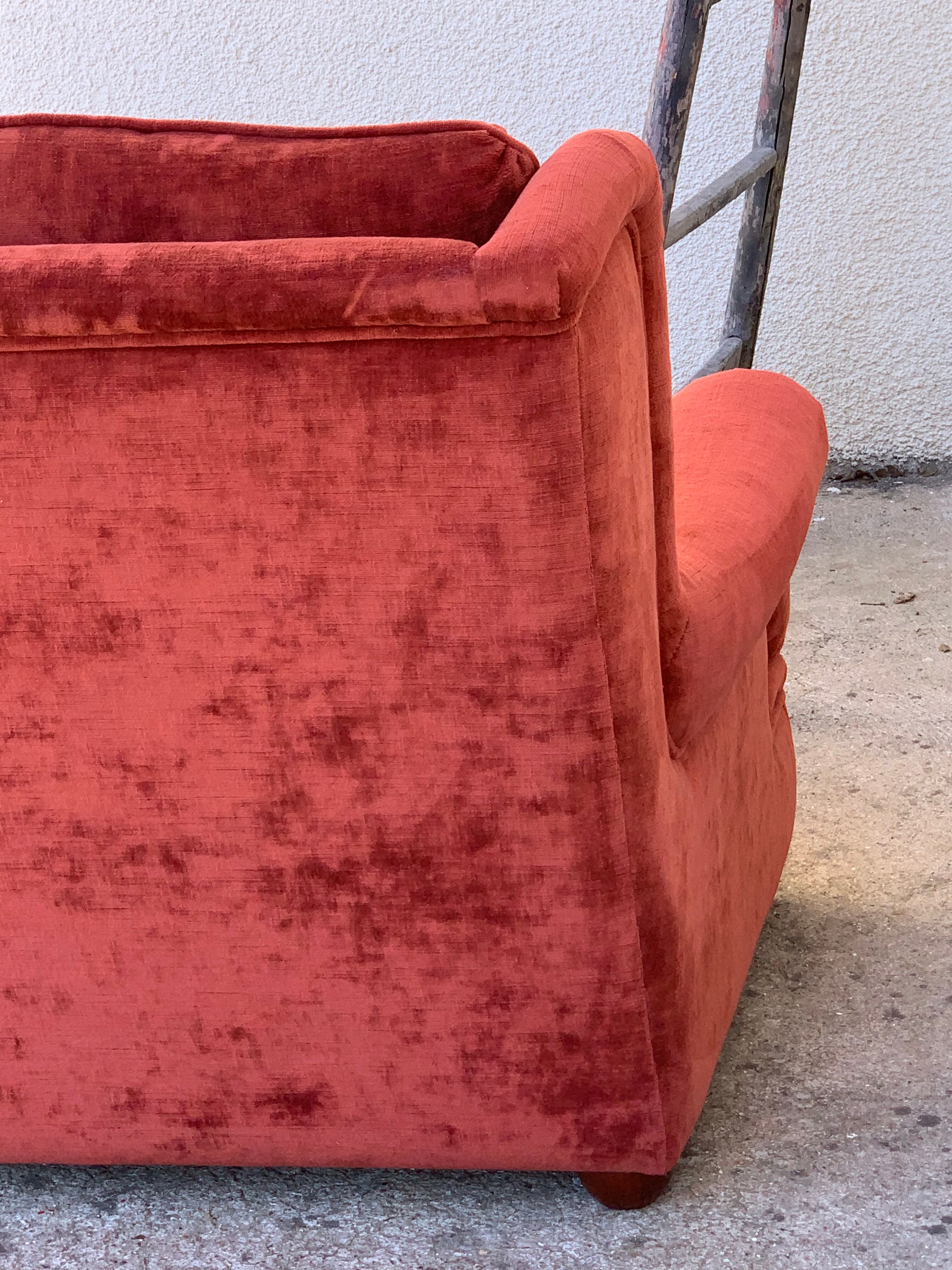 Coral velvet toad sofa