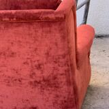 Coral velvet toad sofa