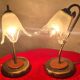 lampe de chevet laiton bois et verre 1970 a 80 ,trace d usage normal, photo