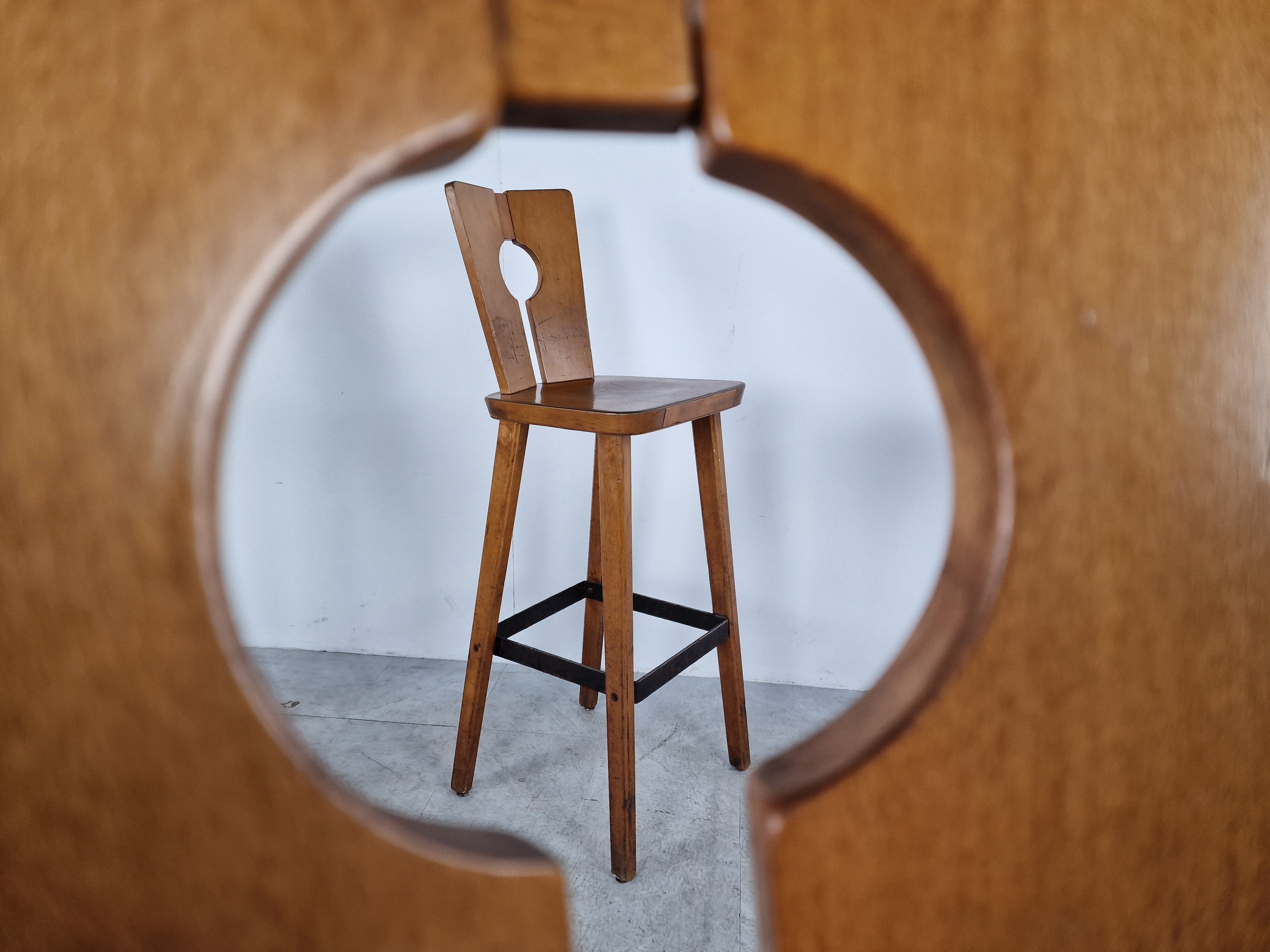 4 vintage brutalist bar stools, 1960s