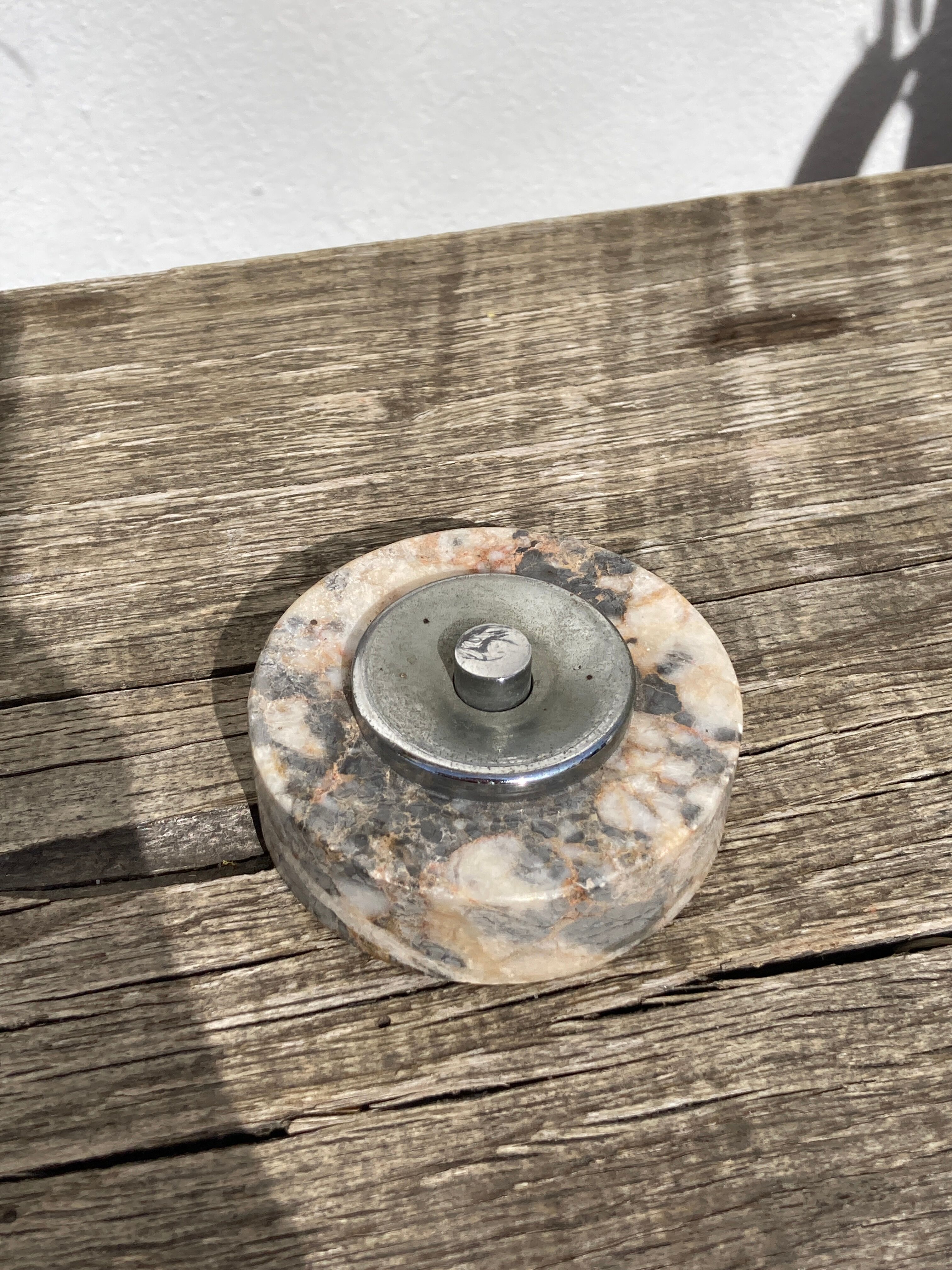 Antique doorbell or switch in marble and silver metal