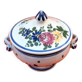 Petit bouillon sur piédouche  Ancienne céramique polychrome