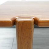 Elegant bench in vintage solid teak wood. after professional renovation.