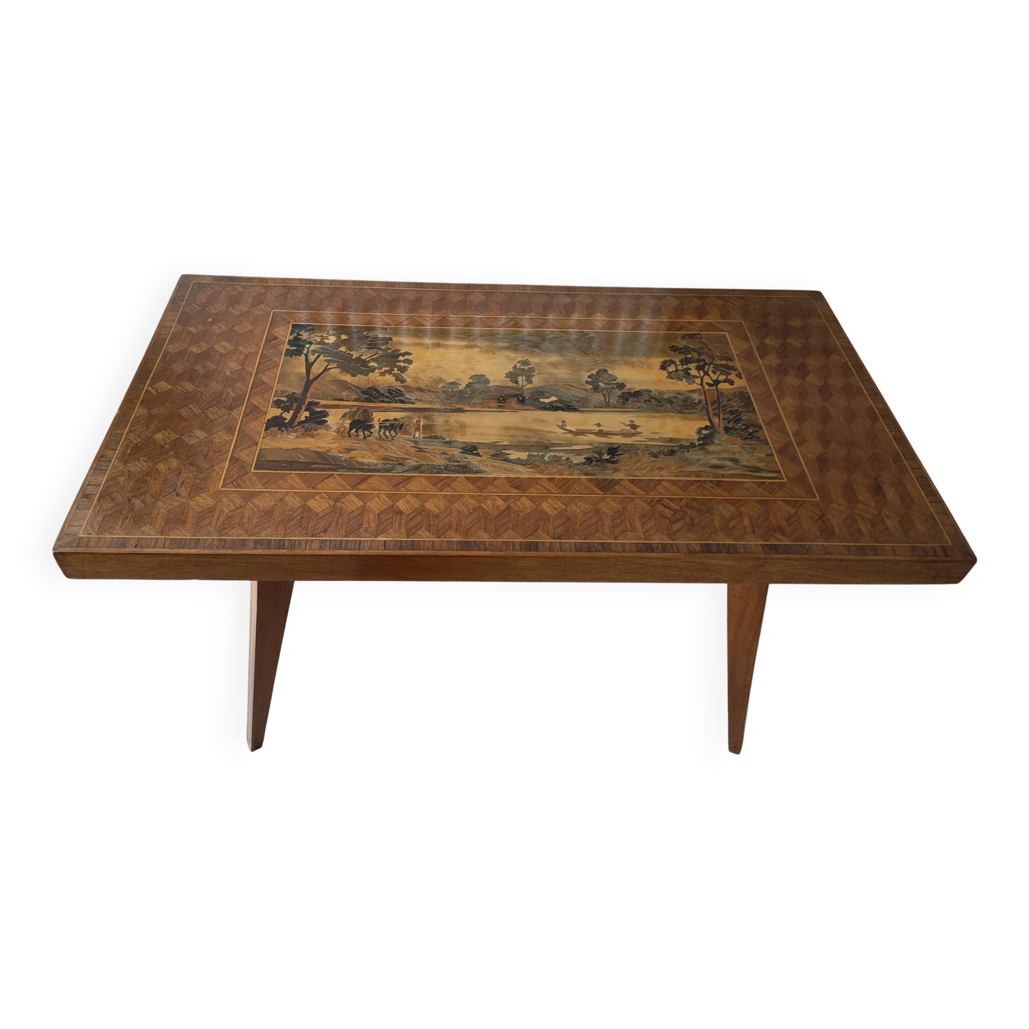 coffee table in marquetry from the 1950s-60s