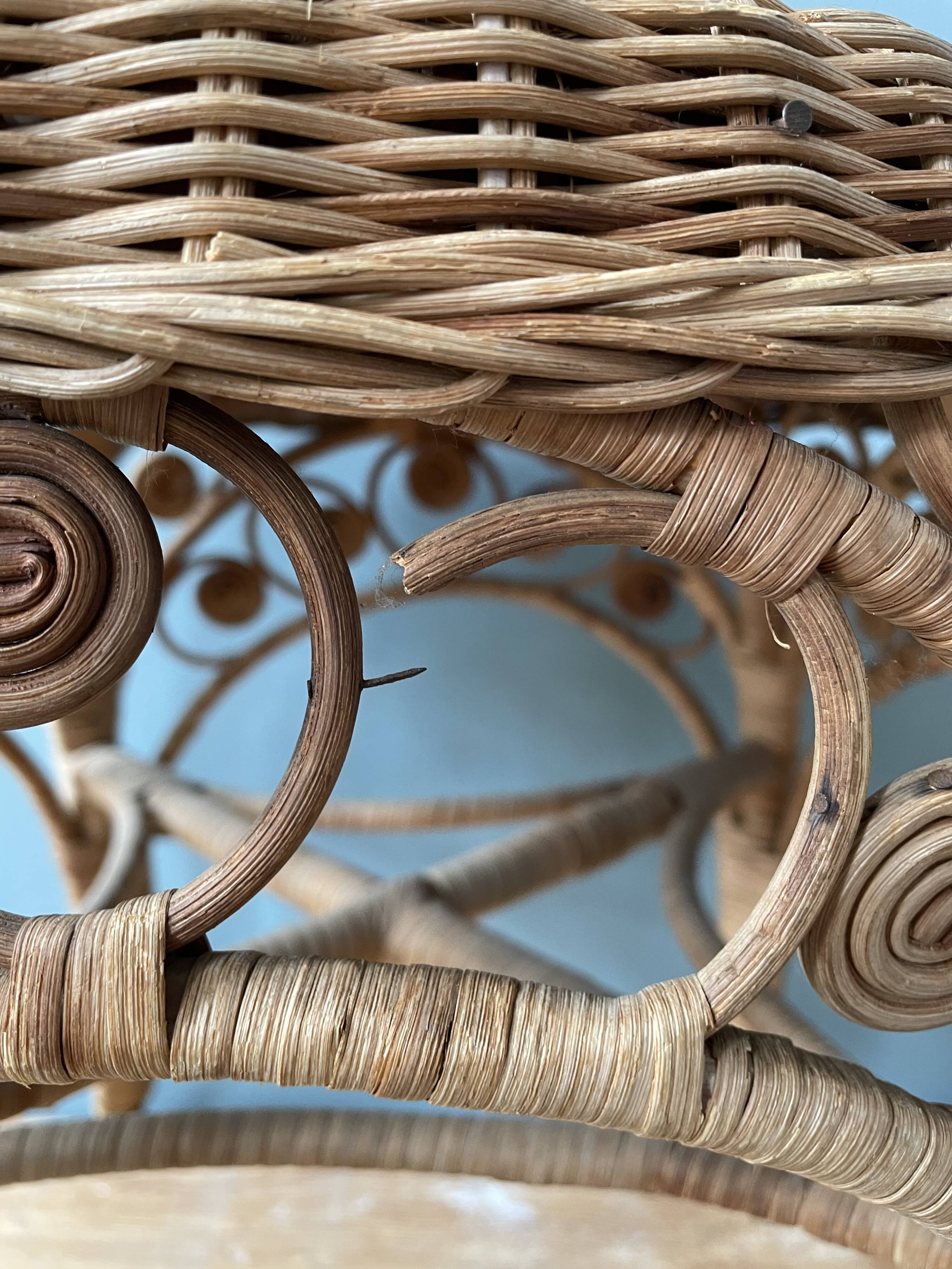 Peacock rattan stool 1960s