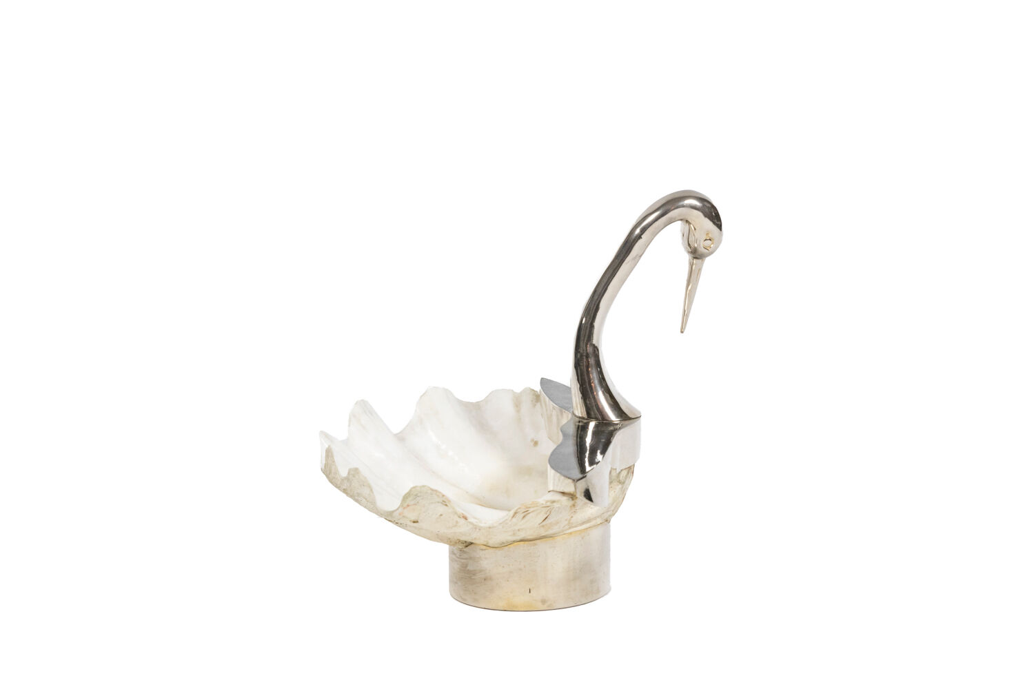 Binazzi House Swan in shell and silver bronze, circa 1970