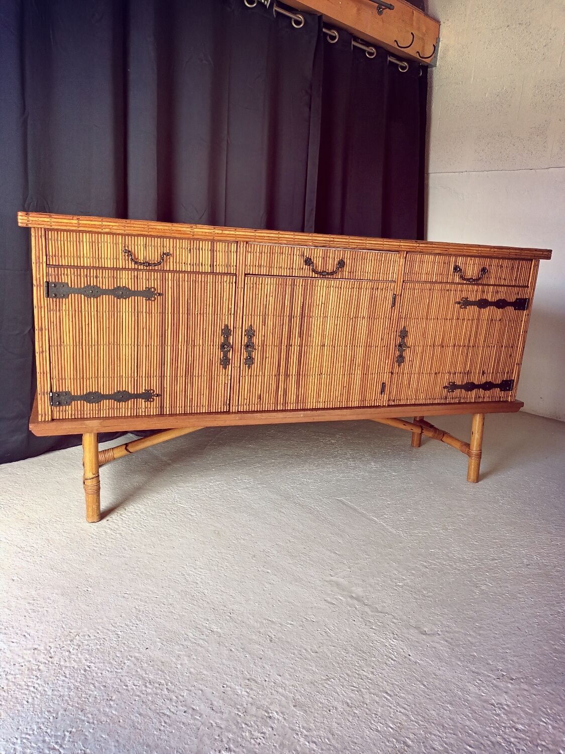 Vintage rattan sideboard